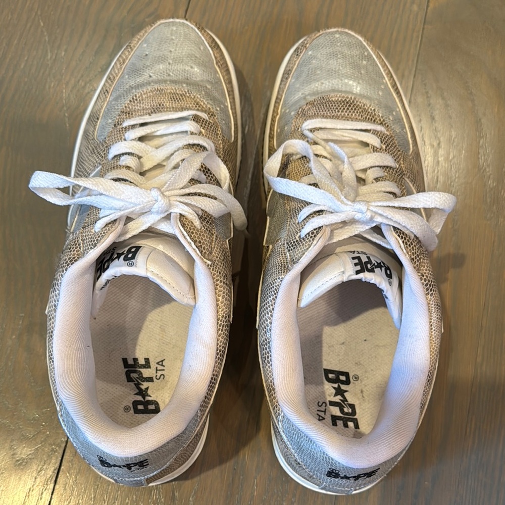 Bape Snake Print Sneakers - White and Gold - Picture 5 of 7